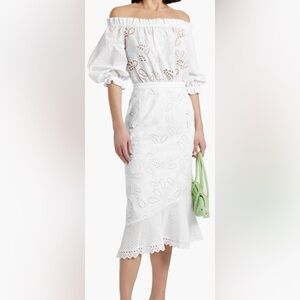 SALONI White Eyelet Midi Dress